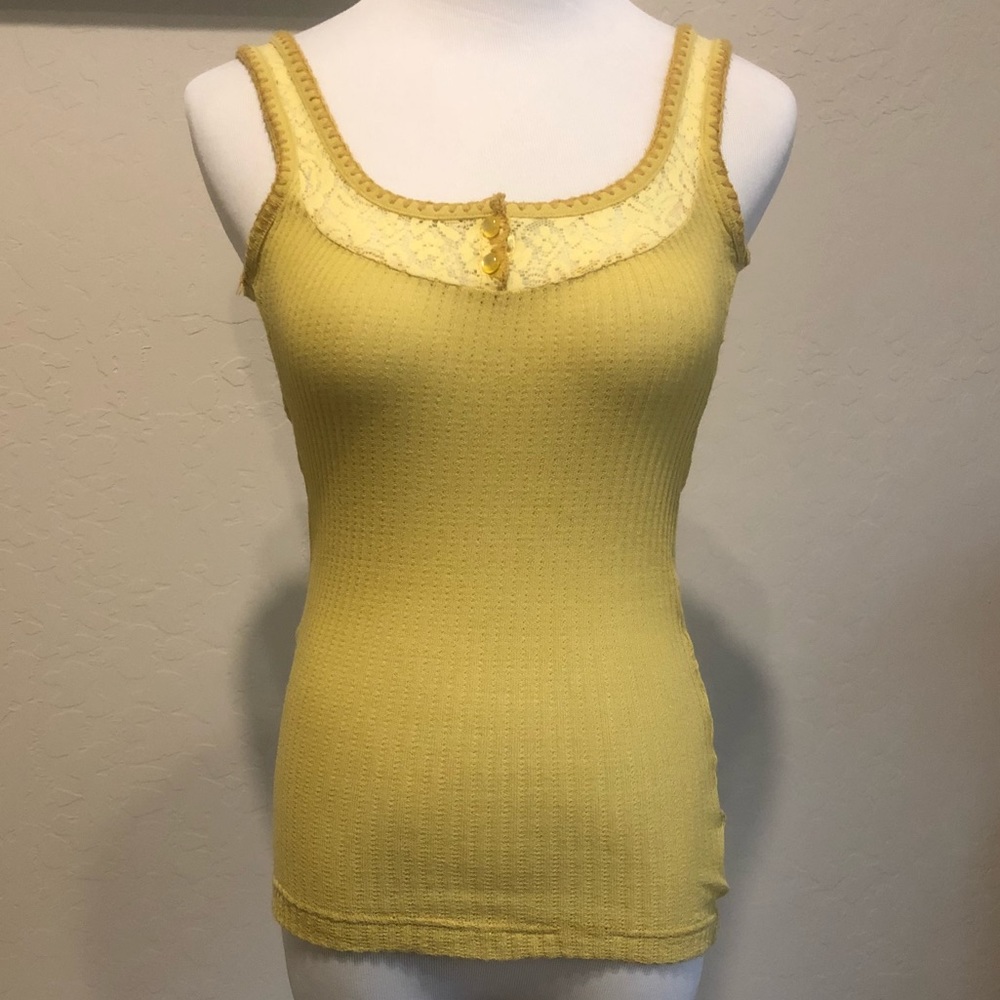 Free People Yellow Knit Tank Top Size XS